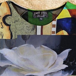 Petite Pois gorgeous graphic rose accent top XL